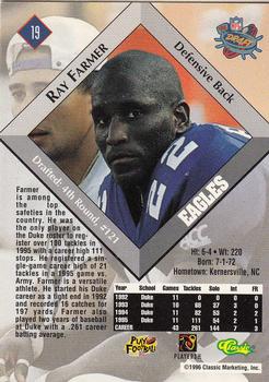 1996 Classic NFL Rookies #19 Ray Farmer Back