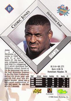 1996 Classic NFL Rookies #87 Cedric Jones Back