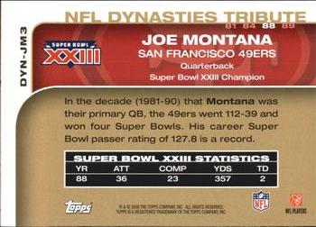 2008 Topps - NFL Dynasties Tribute #DYN-JM3 Joe Montana Back