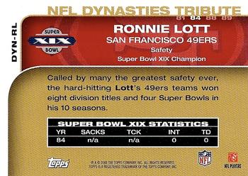 2008 Topps - NFL Dynasties Tribute #DYN-RL Ronnie Lott Back