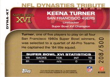 2008 Topps - NFL Dynasties Tribute Autographs #DYNA-KT Keena Turner Back