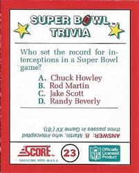 1990 Score - Magic Motion: Super Bowl Trivia #23 Super Bowl Trivia Back