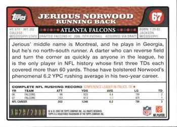 2008 Topps - Gold #67 Jerious Norwood Back