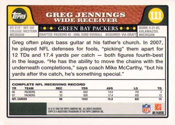 2008 Topps - Gold Foil #111 Greg Jennings Back