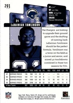 2001 Upper Deck Rookie F/X #293 LaDainian Tomlinson Back