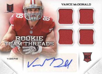 2013 Panini Momentum - Rookie Team Threads Quad Materials Signatures #26 Vance McDonald Front
