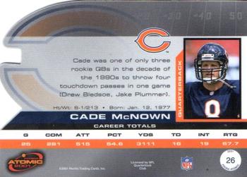 2001 Pacific Prism Atomic #26 Cade McNown Back