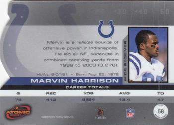 2001 Pacific Prism Atomic #58 Marvin Harrison Back