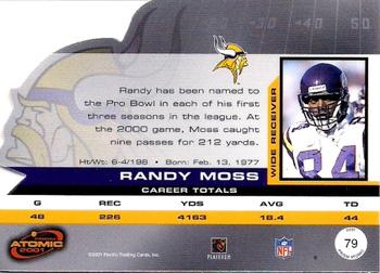 2001 Pacific Prism Atomic #79 Randy Moss Back