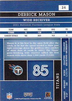2002 Playoff Absolute Memorabilia #34 Derrick Mason Back