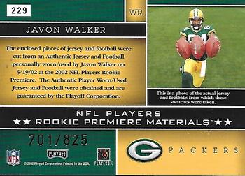 2002 Playoff Absolute Memorabilia #229 Javon Walker Back