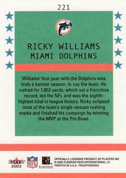 2003 Fleer Tradition #221 Ricky Williams Back