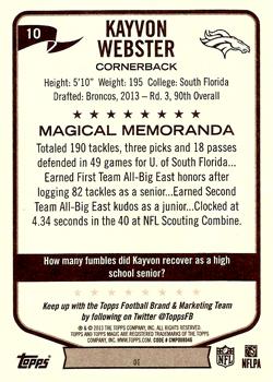 2013 Topps Magic #10 Kayvon Webster Back