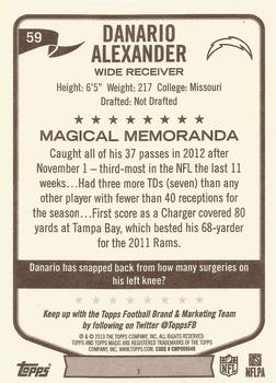2013 Topps Magic #59 Danario Alexander Back
