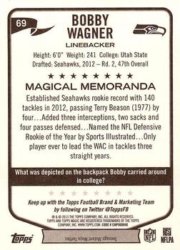 2013 Topps Magic #69 Bobby Wagner Back