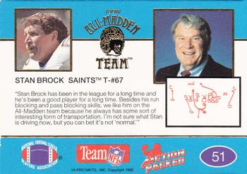 1990 Action Packed All-Madden #51 Stan Brock Back
