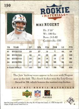 2005 Upper Deck Rookie Materials #130 Mike Nugent Back