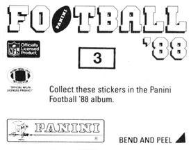 1988 Panini Stickers #3 Buffalo Bills Action Back