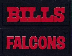 1988 Panini Stickers #10 / 240 Buffalo Bills Wordmark / Atlanta Falcons Wordmark Front
