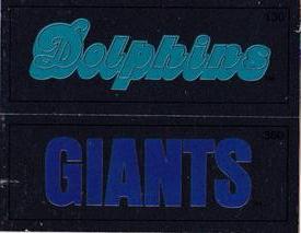 1988 Panini Stickers #130 / 360 Miami Dolphins Wordmark / New York Giants Wordmark Front