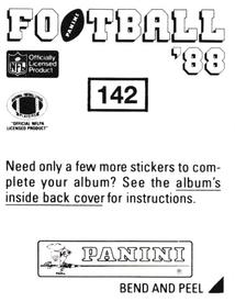 1988 Panini Stickers #142 Steve Grogan Back