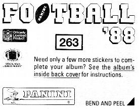 1988 Panini Stickers #263 Dallas Cowboys Action Back
