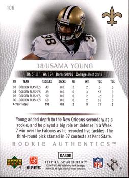 2007 SP Authentic #106 Usama Young Back