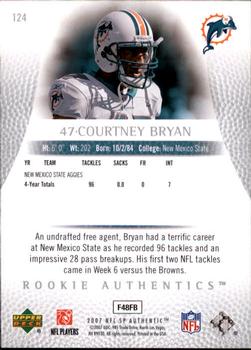 2007 SP Authentic #124 Courtney Bryan Back
