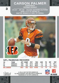 2007 Topps Co-Signers #3 Carson Palmer Back