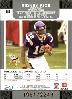 2007 Topps Co-Signers #88 Sidney Rice Back