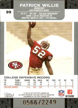2007 Topps Co-Signers #99 Patrick Willis Back