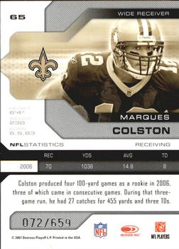 2007 Leaf Limited #65 Marques Colston Back