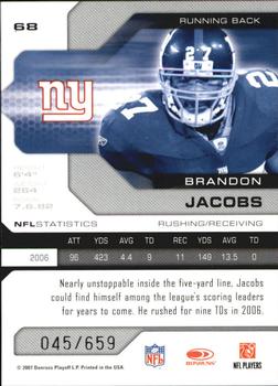 2007 Leaf Limited #68 Brandon Jacobs Back