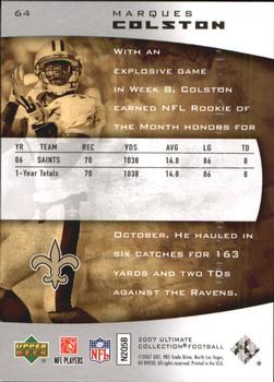 2007 Upper Deck Ultimate Collection #64 Marques Colston Back