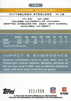 2007 Topps Performance #134 LaMarr Woodley Back