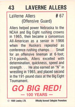 1989 Leesley Nebraska Cornhuskers 100 #43 Laverne Allers Back