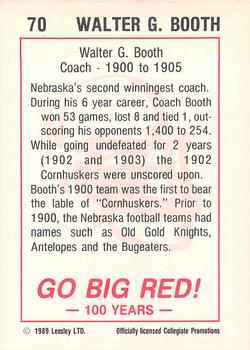 1989 Leesley Nebraska Cornhuskers 100 #70 Walter C. Booth Back