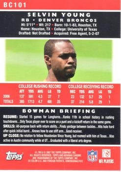 2007 Bowman Chrome #BC101 Selvin Young Back