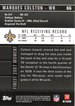2008 Finest #66 Marques Colston Back
