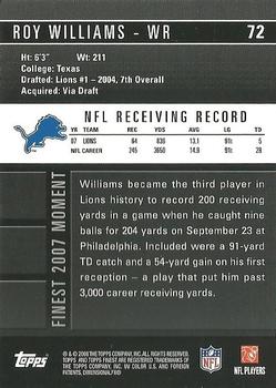 2008 Finest #72 Roy Williams Back
