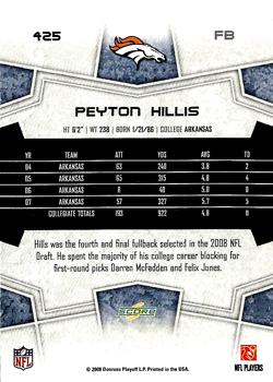 2008 Score #425 Peyton Hillis Back