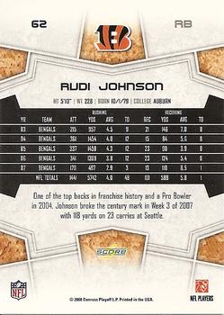 2008 Score #62 Rudi Johnson Back