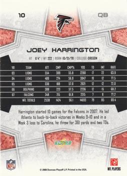 2008 Score #10 Joey Harrington Back