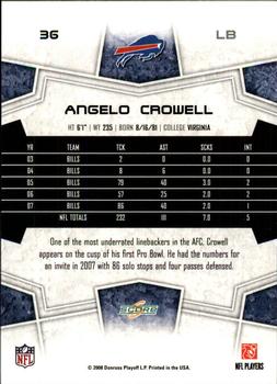 2008 Score #36 Angelo Crowell Back