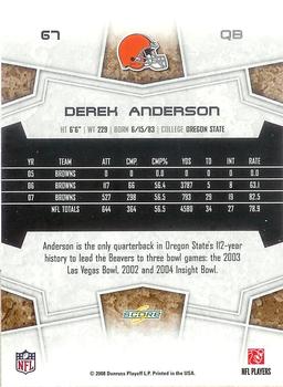 2008 Score #67 Derek Anderson Back
