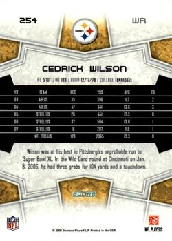 2008 Score #254 Cedrick Wilson Back