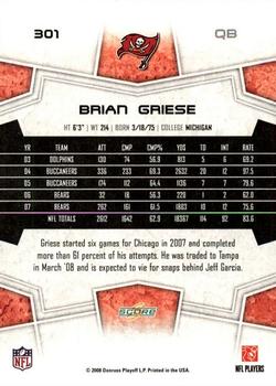 2008 Score #301 Brian Griese Back