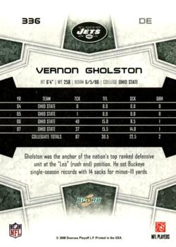 2008 Score #336 Vernon Gholston Back