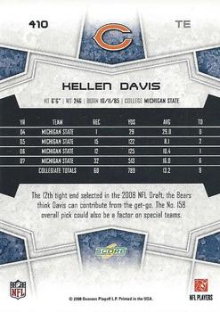 2008 Score #410 Kellen Davis Back