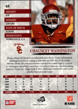 2008 Press Pass #48 Chauncey Washington Back